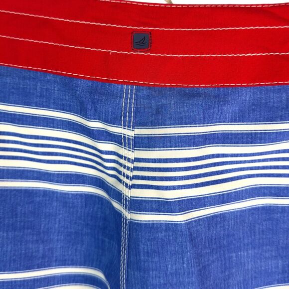 Sperry Swim Trunk Size 36 Sailaway Striped Board Shorts Hook and Loop Unlined‎ - Picture 6 of 8